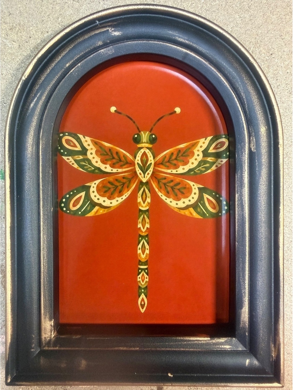NWT 5x7 Vintage Inspired dragonfly frame wall decor or desk